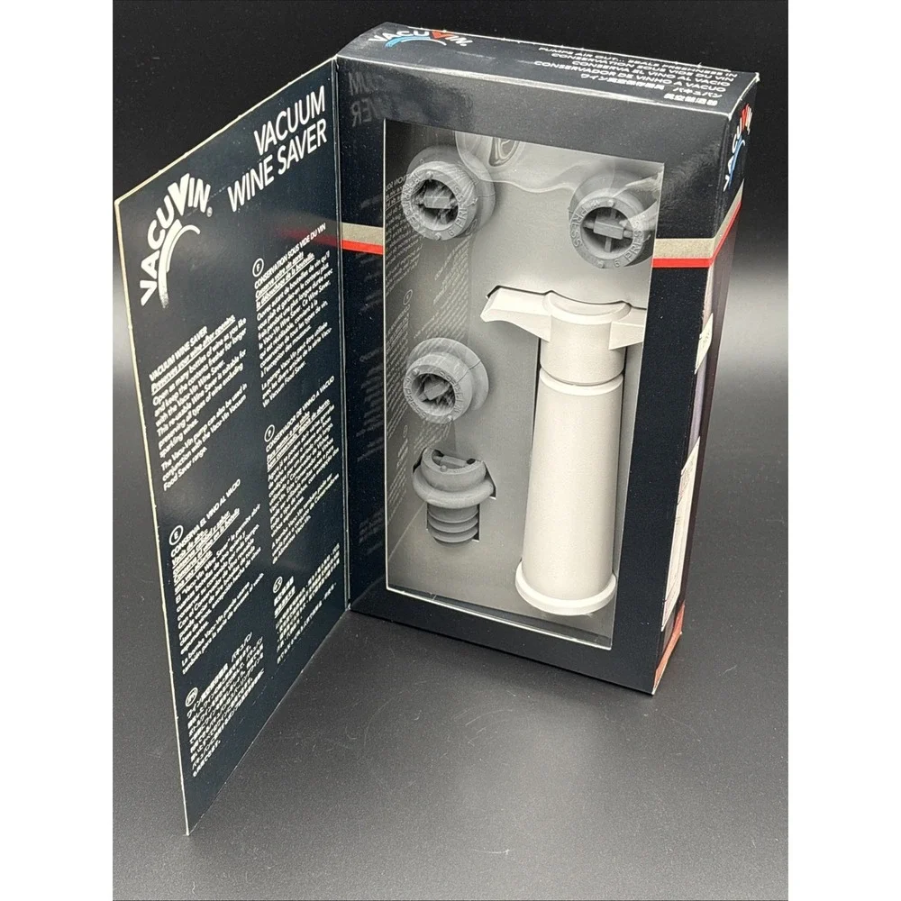 Vacu Vin Wine Saver Pump Set Vacuum Wine Preserver With 4 Stoppers NEW